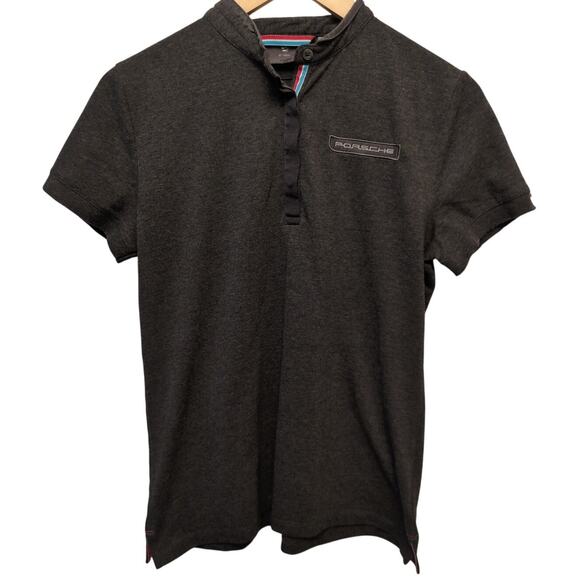 Porsche Gray Button Neckline Short Sleeve Shirt Cotton Driving Car Enthusiast - Picture 1 of 5